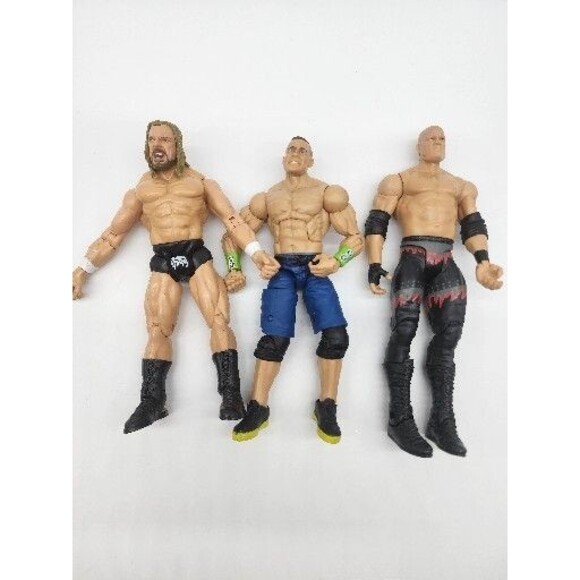 Lot of 3 WWE Wrestling Action Mattel Acrion Figures Kane HHH John Cena - Picture 1 of 7
